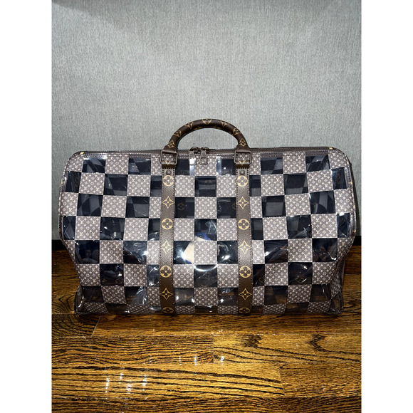 Louis Vuitton Keepall Bandouliere 50 Monogram Chess PVC Logo Weekend Travel Bag - Picture 5 of 12